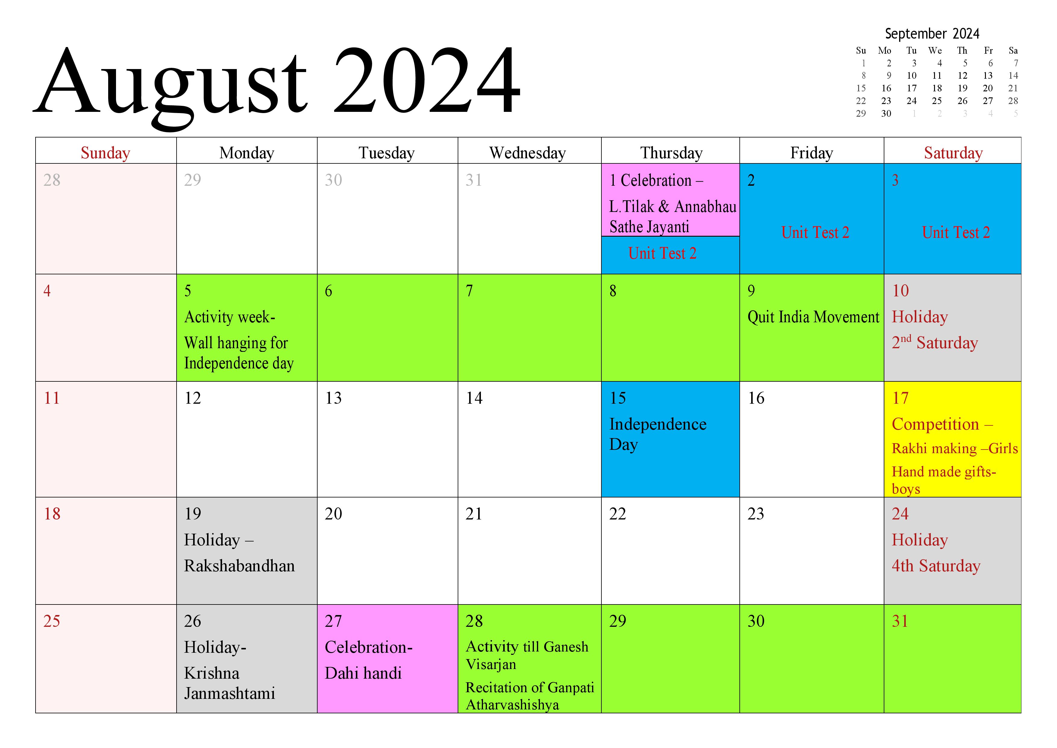 August 2024 Calendar